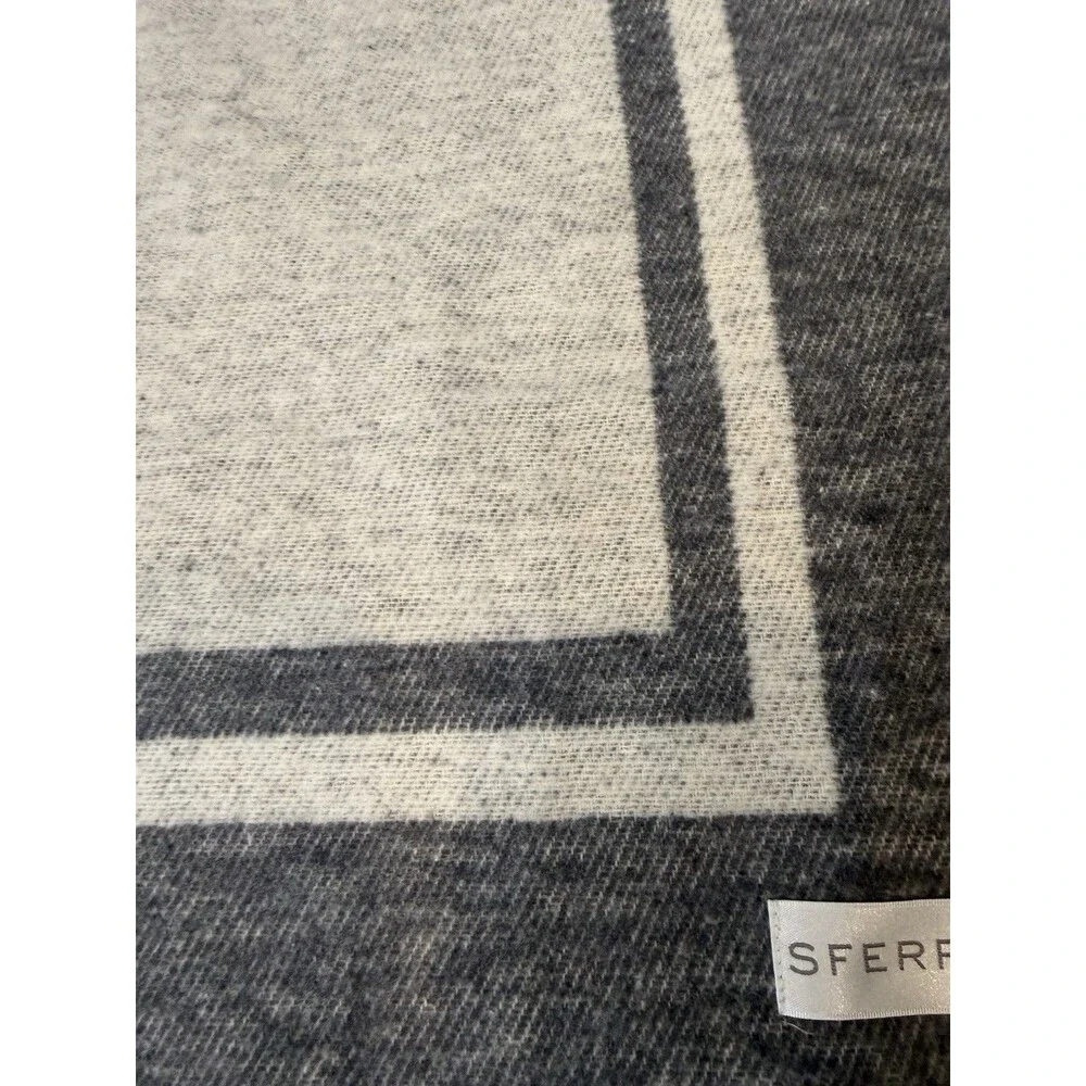 Sferra Fine Linens Viletta Throw Blanket Gray Tan 53x78 Cashmere Wool Cotton Bld